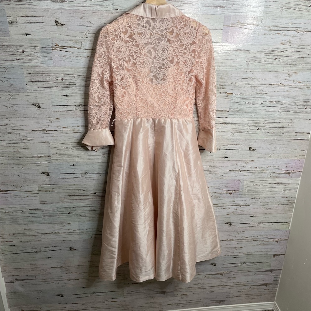 Eliza j pink lace long sleeve full dress with collar size 4 - Picture 10 of 14
